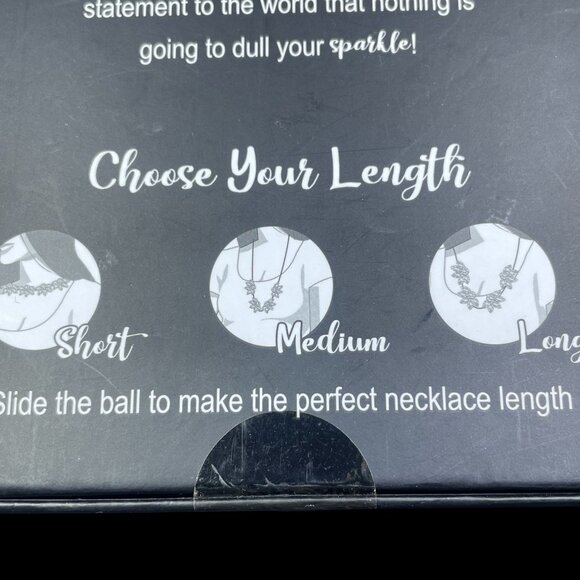 Cubic Zirconia Necklace Earring Set Adjustable Glam Sparkly Gift Holiday New - Picture 10 of 10